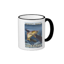 Trout Fishing Cross-Section - Mount Hood, Coffee Mug
