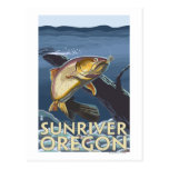 Trout Fishing Cross-Section - Sun River, Post Card