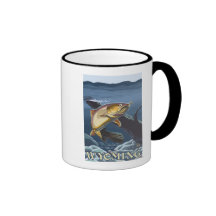 Trout Fishing Cross-Section - Wyoming Coffee Mugs