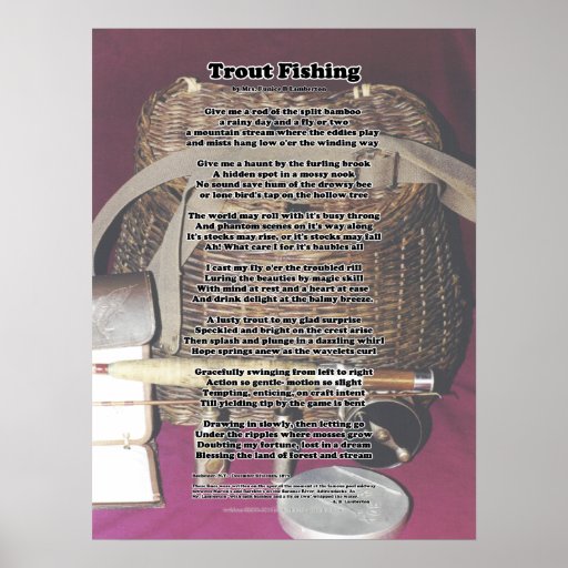 Trout Fishing Poem Poster Zazzle