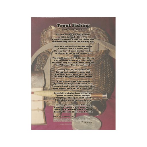 Trout Fishing Poem Wood Poster Zazzle