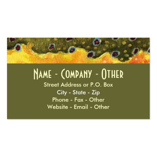 Trout Fly Fishing Business Card (front side)