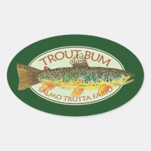 Trout Fly Fishing Oval Sticker