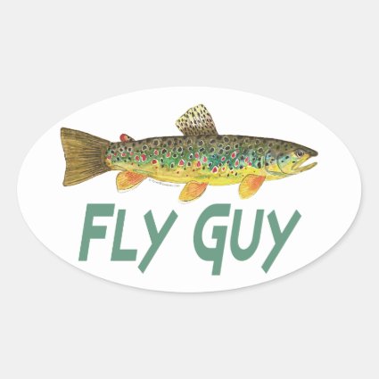 Trout Fly Fishing Oval Stickers