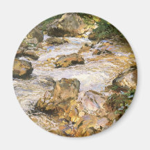 Trout Stream in Tyrol by Sargent, Victorian Art Fridge Magnets