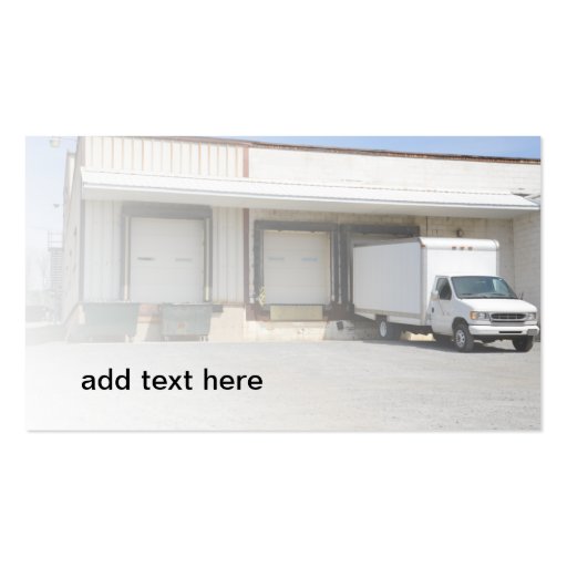 truck by an unloading dock business card templates (front side)
