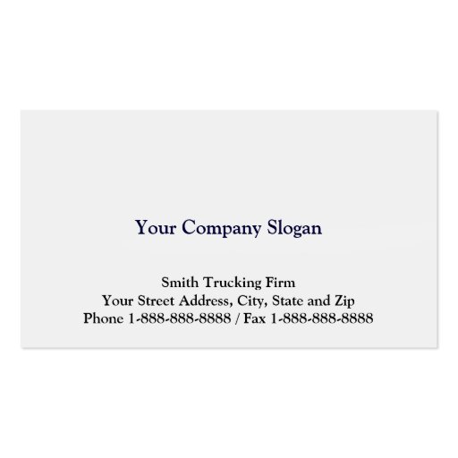 Truck Driver Trucking Firm Business Card (back side)