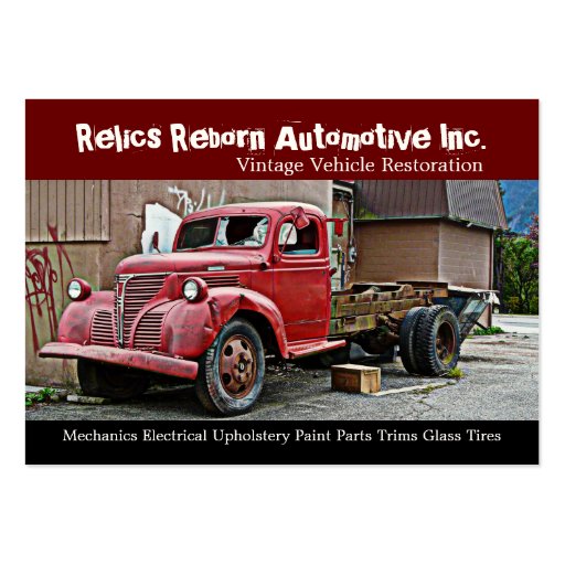 Truck in Back Alley Mechanics Repair Shop Business Cards (front side)