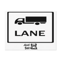 Truck lane road sign. post cards