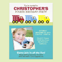 Truck Trio Boy's Aqua Birthday Party Invitation invitations