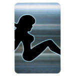 Trucker Girl on Metal Rectangular Magnets