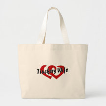Trucker Wife Two Red Hearts Black Bags