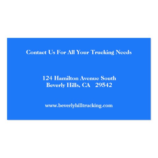 Truckers Business Card (back side)