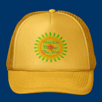 Trucker's hat saying "may all beings be well." hats