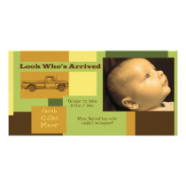 Truckin' Into Town: Birth Announcement Picture Card