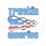 Truckin USA Round Stickers