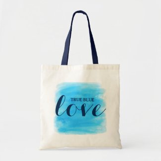 True Blue Love Text Design Budget Tote Bag