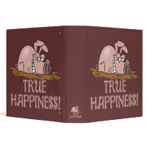 true happiness cute pig in mud cartoon binder
