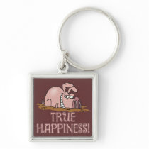 true happiness cute pig in mud cartoon key chain