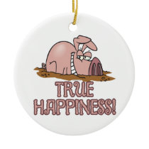 true happiness cute pig in mud cartoon christmas ornaments