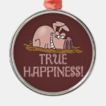 true happiness cute pig in mud cartoon ornaments