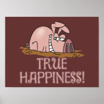 true happiness cute pig in mud cartoon print
