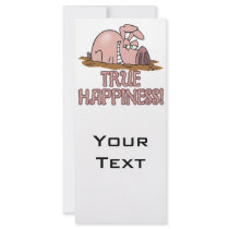 true happiness cute pig in mud cartoon full color rack card