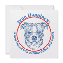 True Happiness with a Staffordshire Bull Terrier Custom Invitation