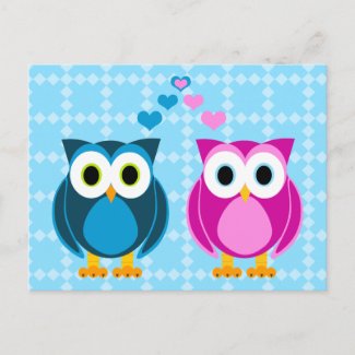 True Love - Owl Cartoon postcard