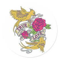 True Love Round Stickers
