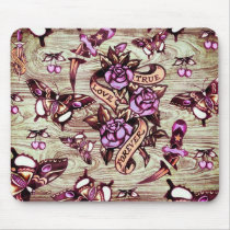 True Love Surfabilly butterfly pattern. mousepads