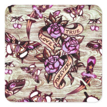 True Love Surfabilly butterfly pattern. stickers