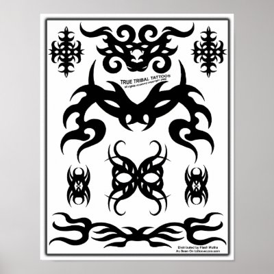 True Tribal Tattoo Flash Sheet-Z09 Poster by TrueTribal. Tribal tattoo flash sheets