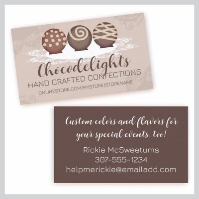 Chocolate truffles candy business cards for candy and confection makers
