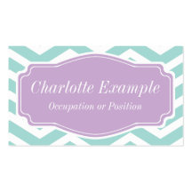Trullo Chevron púrpura blanco de la menta personal Plantillas De Tarjeta De Negocio