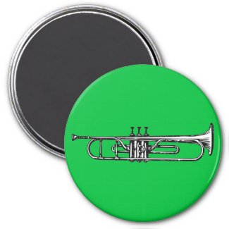 Trumpet 3 Inch Round Magnet