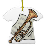 trumpet and sheet music christmas ornaments