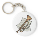 trumpet and sheet music keychains
