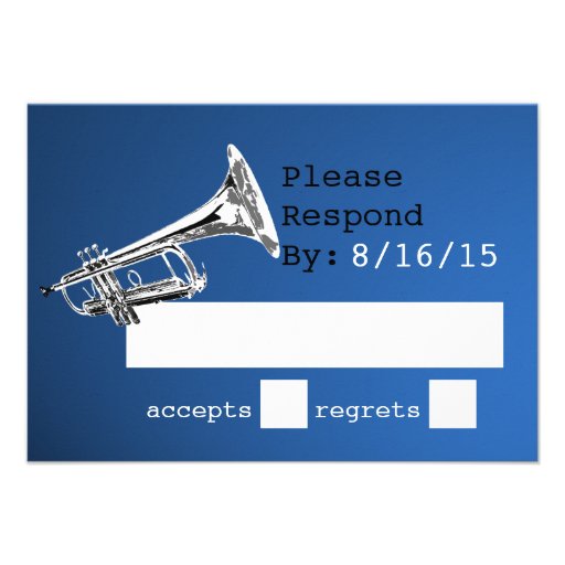 Trumpet Blue and Silver Response Custom Invites