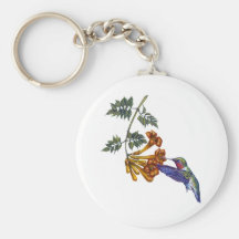 Trumpet Creeper Ruby Throated Hummingbird Key Chain