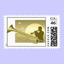 Trumpet in Moonlight Stamp stamps