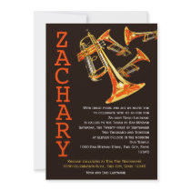 Trumpet Music Bar Mitzvah Custom Invitations