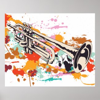 Trumpet music instrument custom print poster