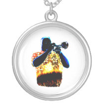 Trumpet Player Blues Orange Red shirt Necklaces