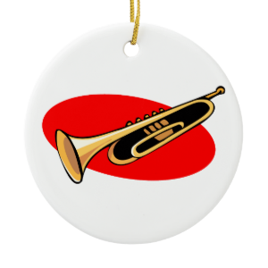 Trumpet Simple Design Red Background Ornaments