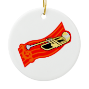 Trumpet With Treble Clef Yellow Red Graphic Christmas Tree Ornament