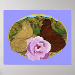 Trumpeter Pigeons and Rose posters