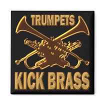 TRUMPETS KICK BRASS FRIDGE MAGNETS