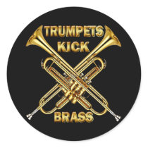 Trumpets Kick Brass Round Stickers