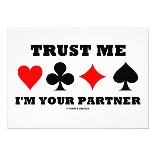 Trust Me I'm Your Partner (Four Card Suits) Custom Announcements